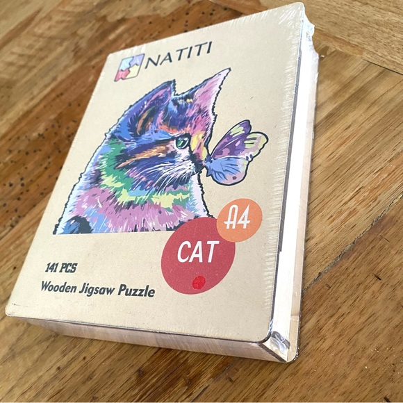 SOLD NIP NATITI Wooden Cat Jigsaw Puzzle 141 Pieces - Picture 3 of 6